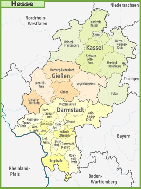 map of hessen germany with cities